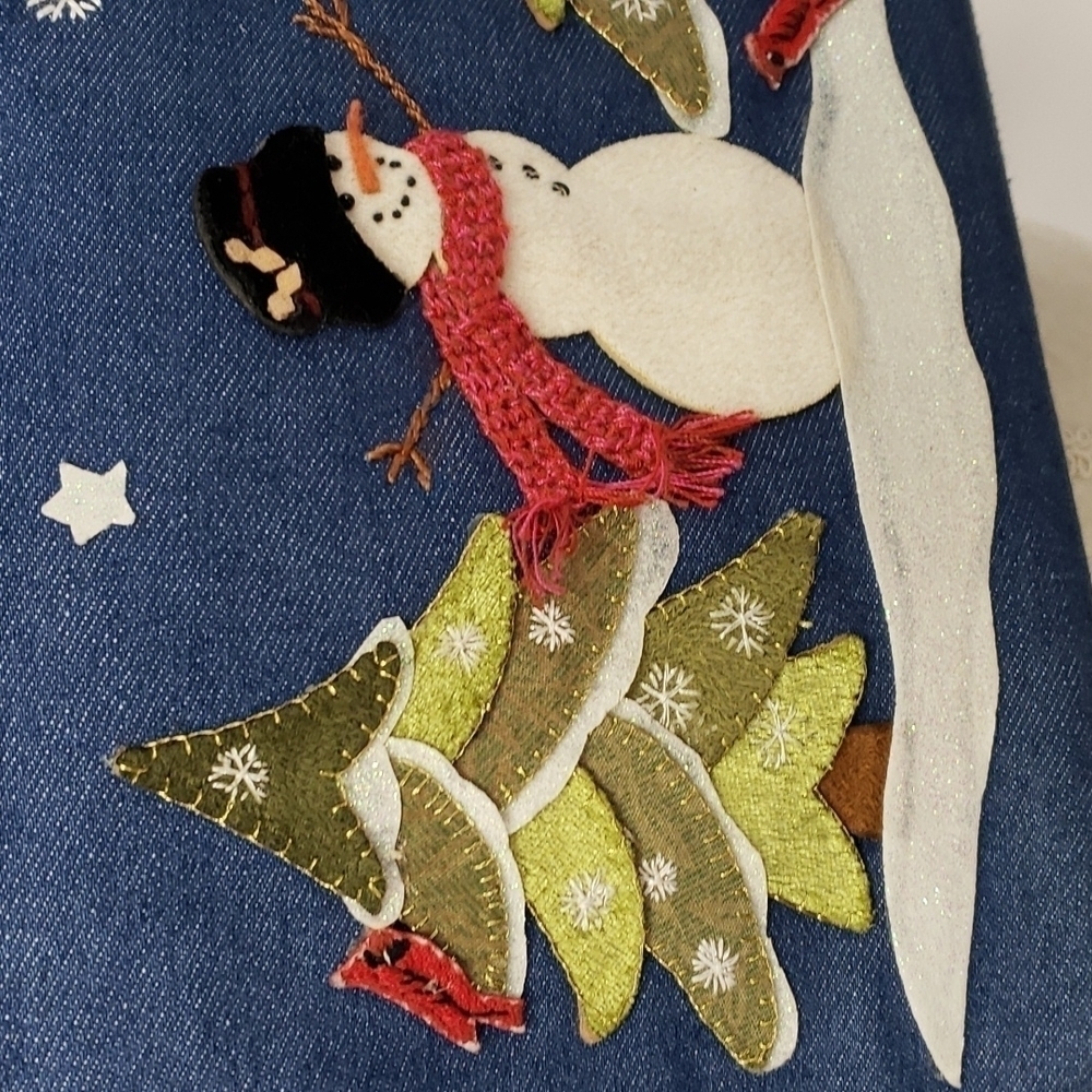 Cappelli Straworld Inc Bag 2008 Snowman Decor 100% Cotton Denim GUC - Picture 4 of 14